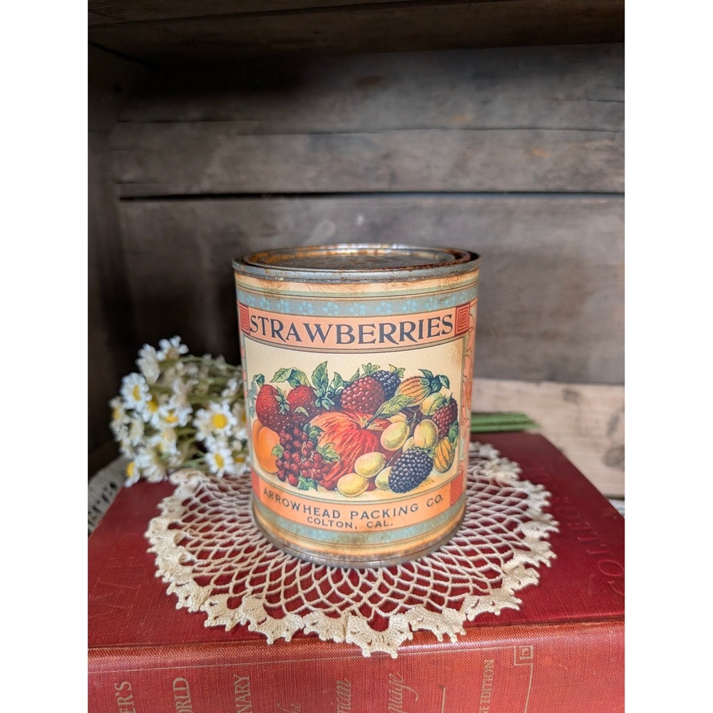 Arrowhead Vintage Inspired STRAWBERRIES Rusted Can - Pint